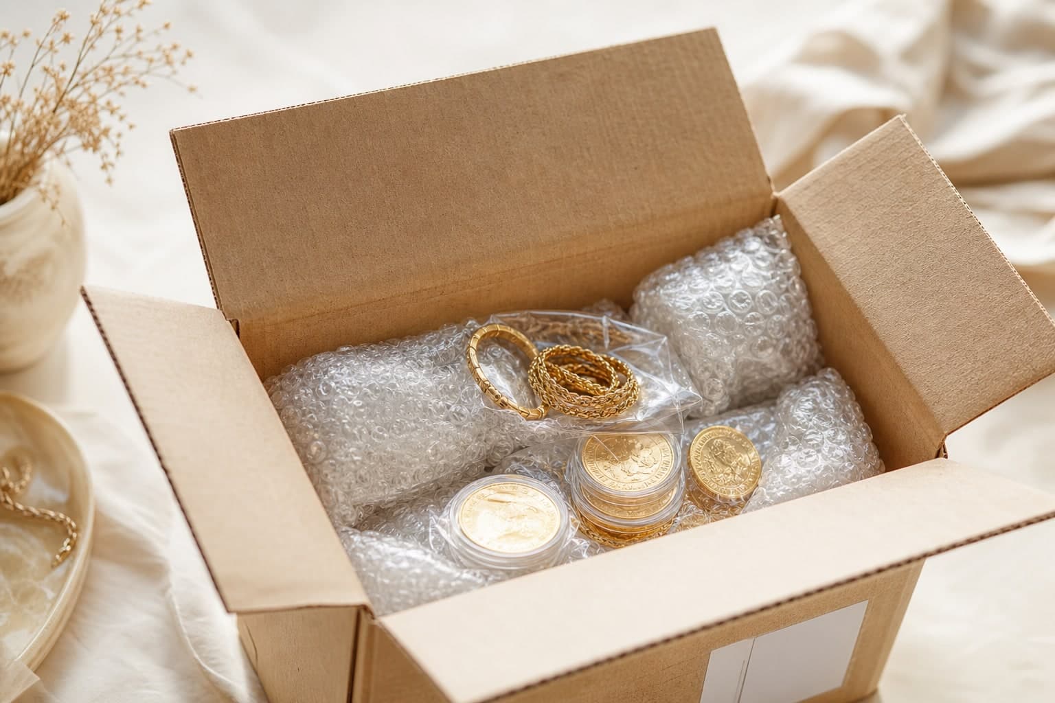 Versichertes Versandset für Goldankauf per Post bei KREDO